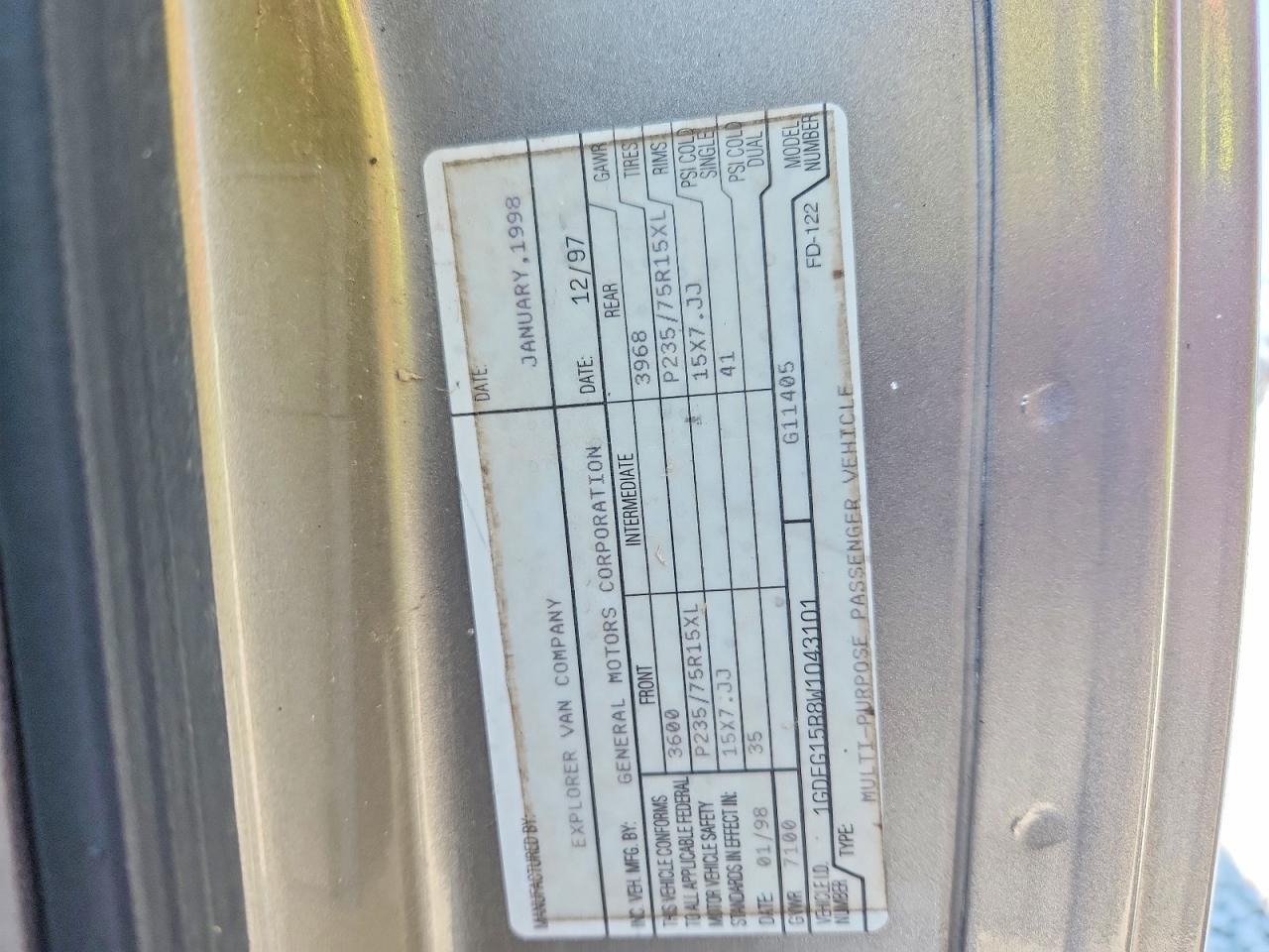 1998 GMC SAVANA RV G1500 — Фото 13 из 13