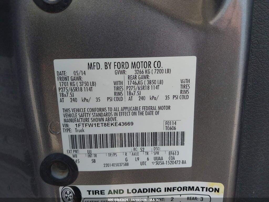 1FTFW1ET8EKE43669 2014 FORD F-150 photo no. 9