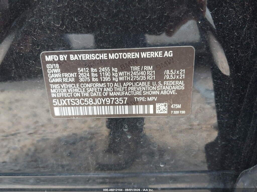 5UXTS3C58J0Y97357 2018 BMW X3 photo no. 9