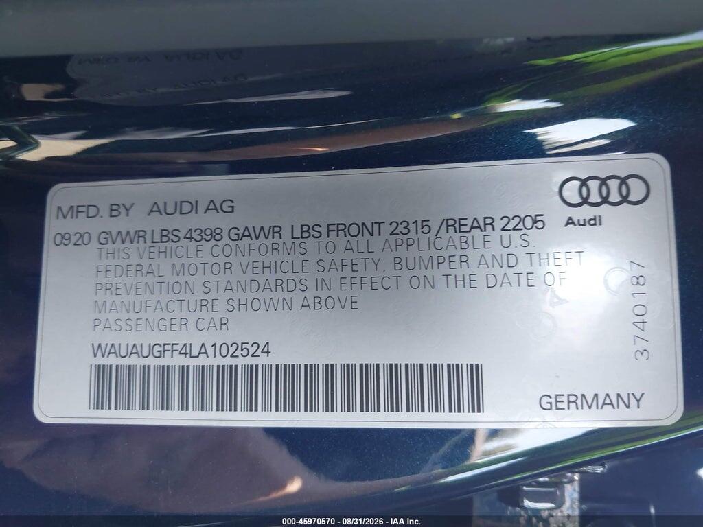 WAUAUGFF4LA102524 2020 AUDI A3 photo no. 9