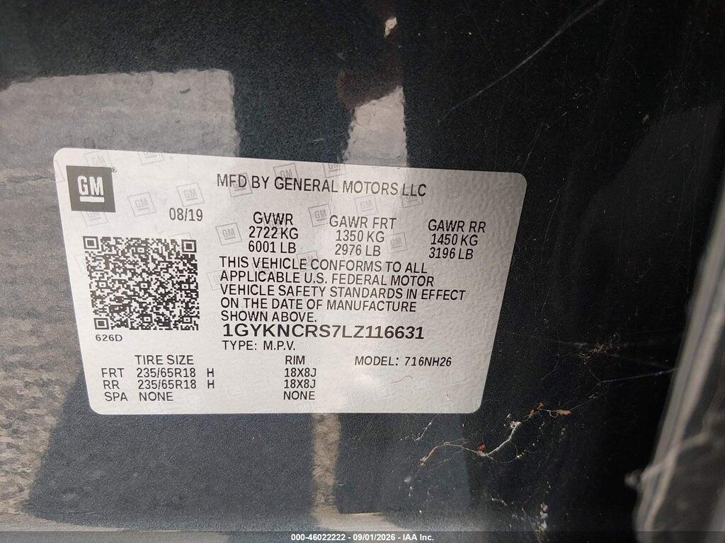 1GYKNCRS7LZ116631 2020 CADILLAC XT5 photo no. 9