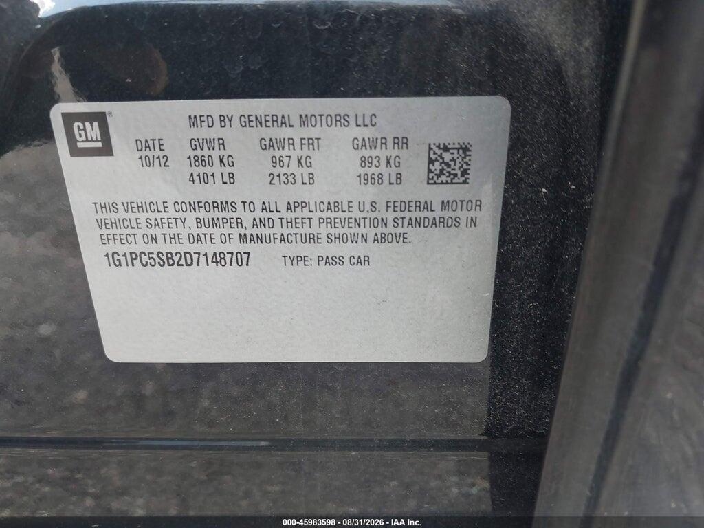 1G1PC5SB2D7148707 2013 CHEVROLET CRUZE photo no. 9
