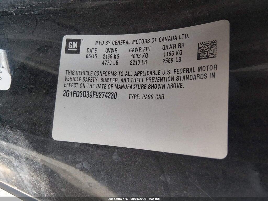 2G1FD3D39F9274230 2015 CHEVROLET CAMARO photo no. 9