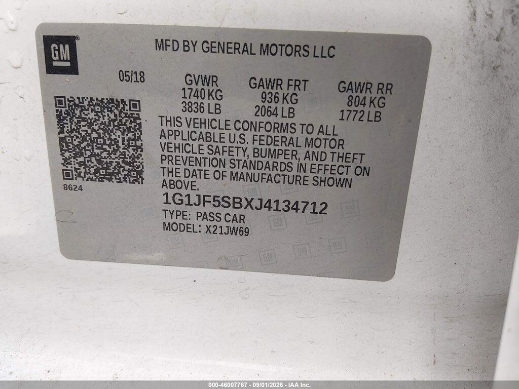 1G1JF5SBXJ4134712 2018 CHEVROLET SONIC photo no. 9