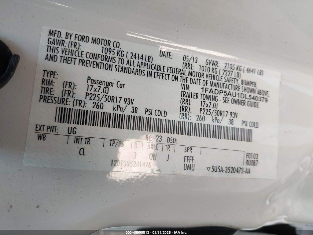 1FADP5AU1DL540379 2013 FORD C-MAX HYBRID photo no. 9