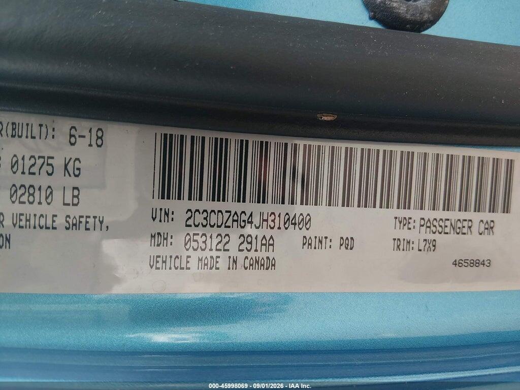 2C3CDZAG4JH310400 2018 DODGE CHALLENGER photo no. 9
