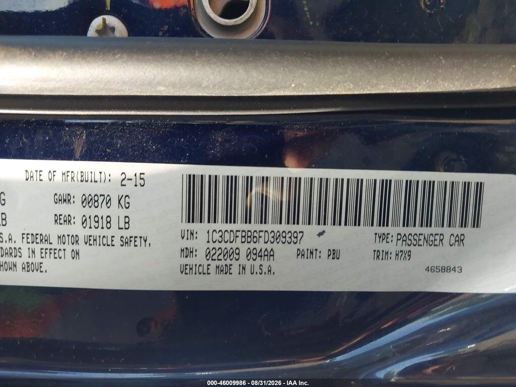 1C3CDFBB6FD309397 2015 DODGE DART photo no. 9