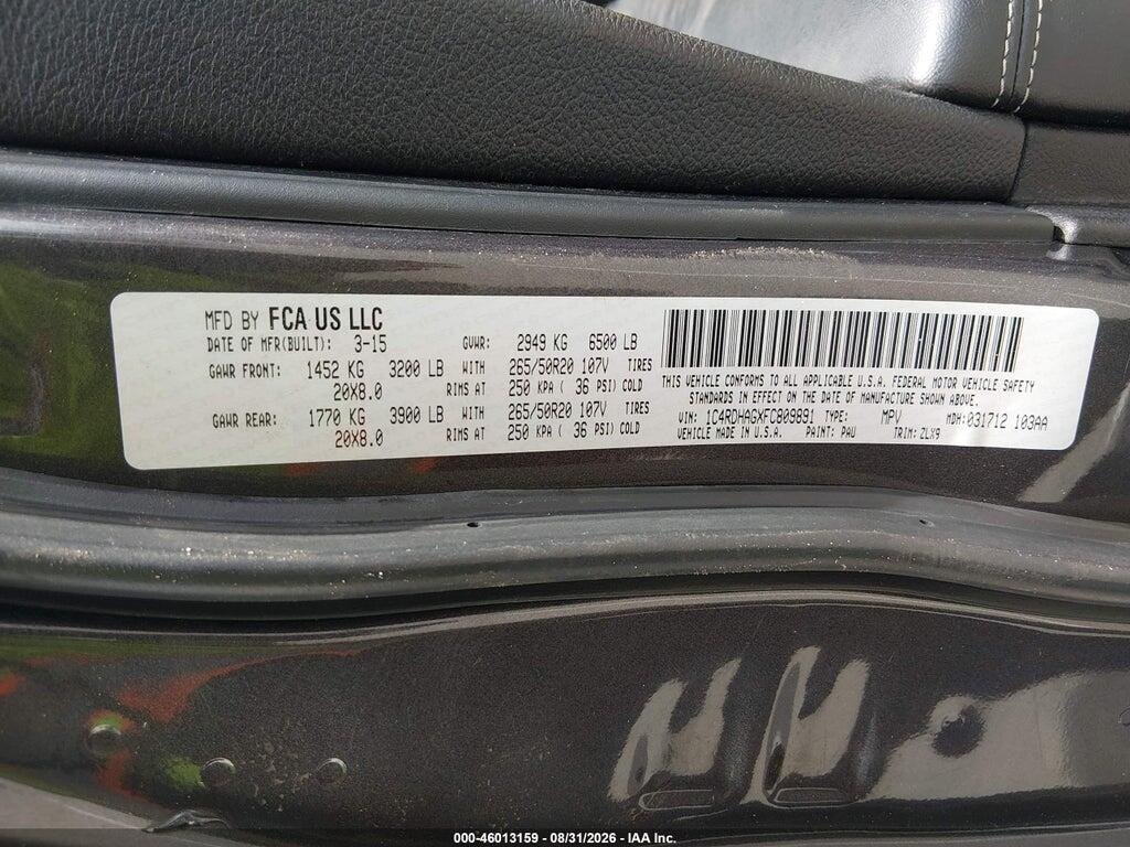 1C4RDHAGXFC809891 2015 DODGE DURANGO photo no. 9