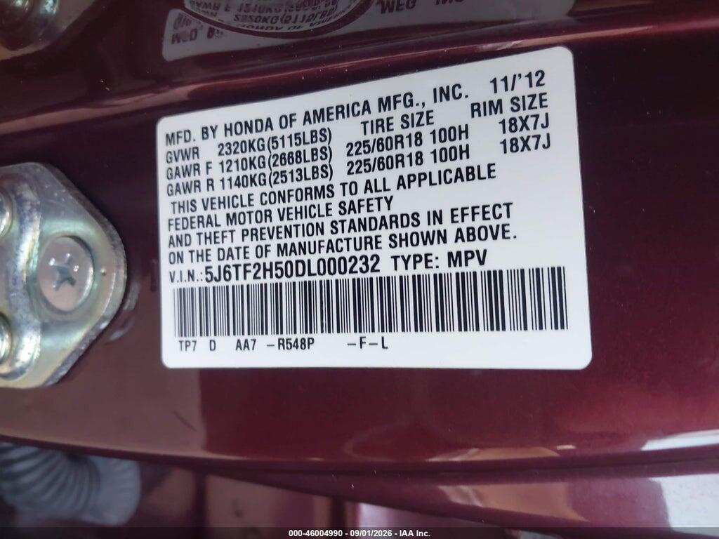 5J6TF2H50DL000232 2013 HONDA CROSSTOUR photo no. 9