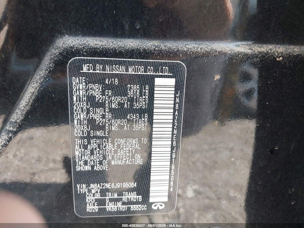 JN8AZ2NE6J9195064 2018 INFINITI QX80 photo no. 9