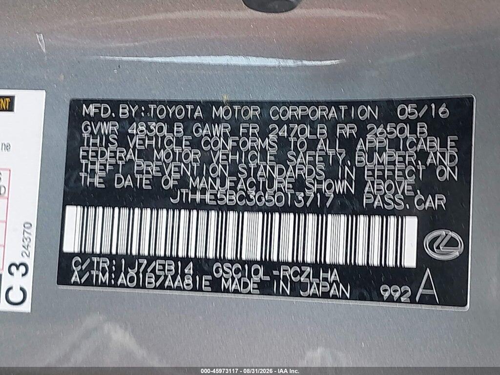 JTHHE5BC3G5013717 2016 LEXUS RC 350 photo no. 9