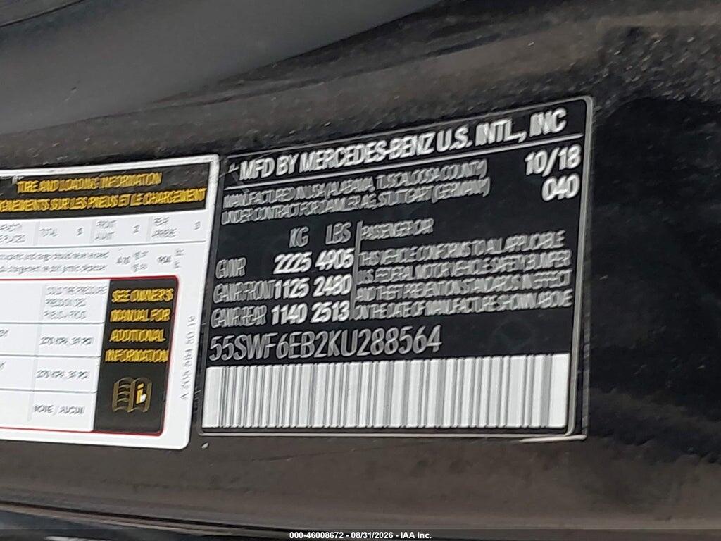 55SWF6EB2KU288564 2019 MERCEDES-BENZ AMG C 43 photo no. 9