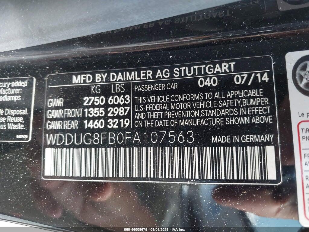 WDDUG8FB0FA107563 2015 MERCEDES-BENZ S 550 photo no. 9