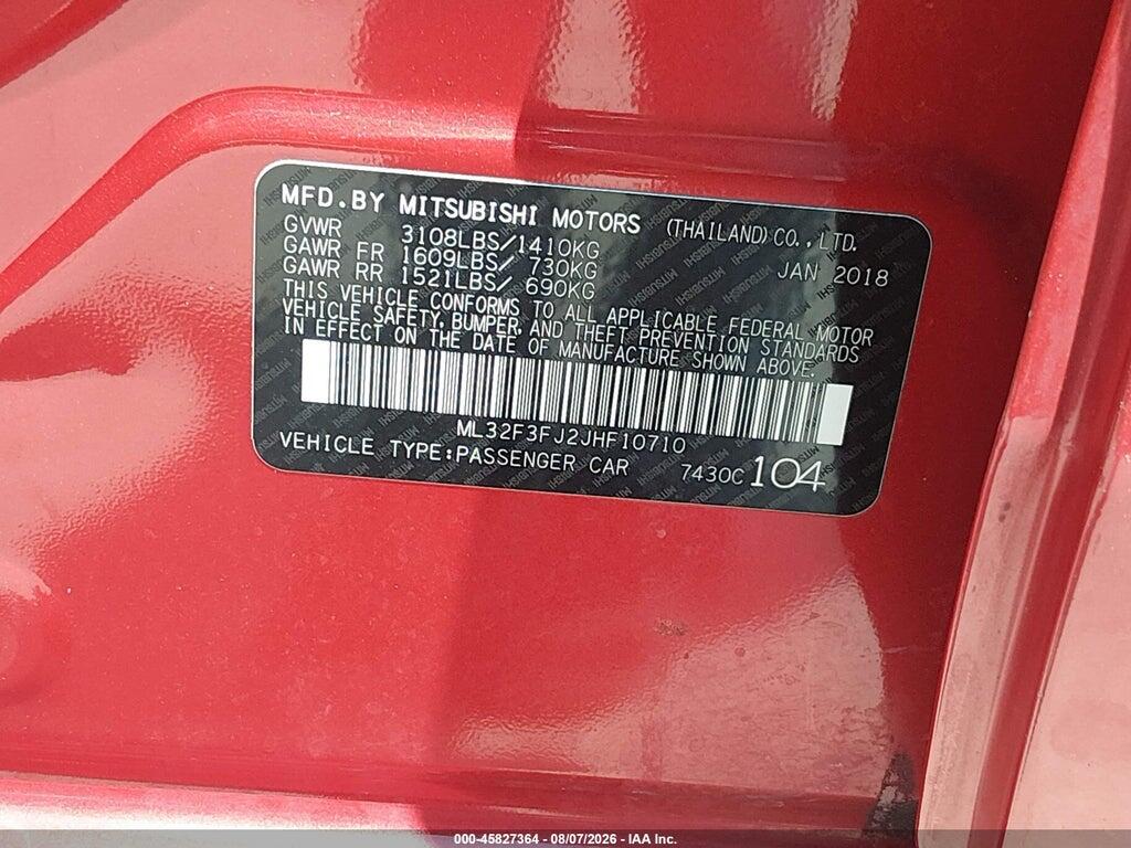ML32F3FJ2JHF10710 2018 MITSUBISHI MIRAGE G4 photo no. 9