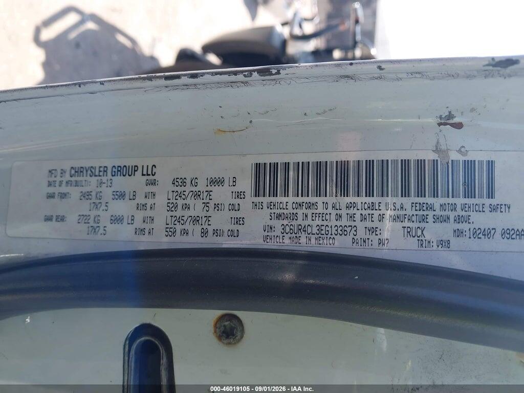 3C6UR4CL3EG133673 2014 RAM 2500 photo no. 9