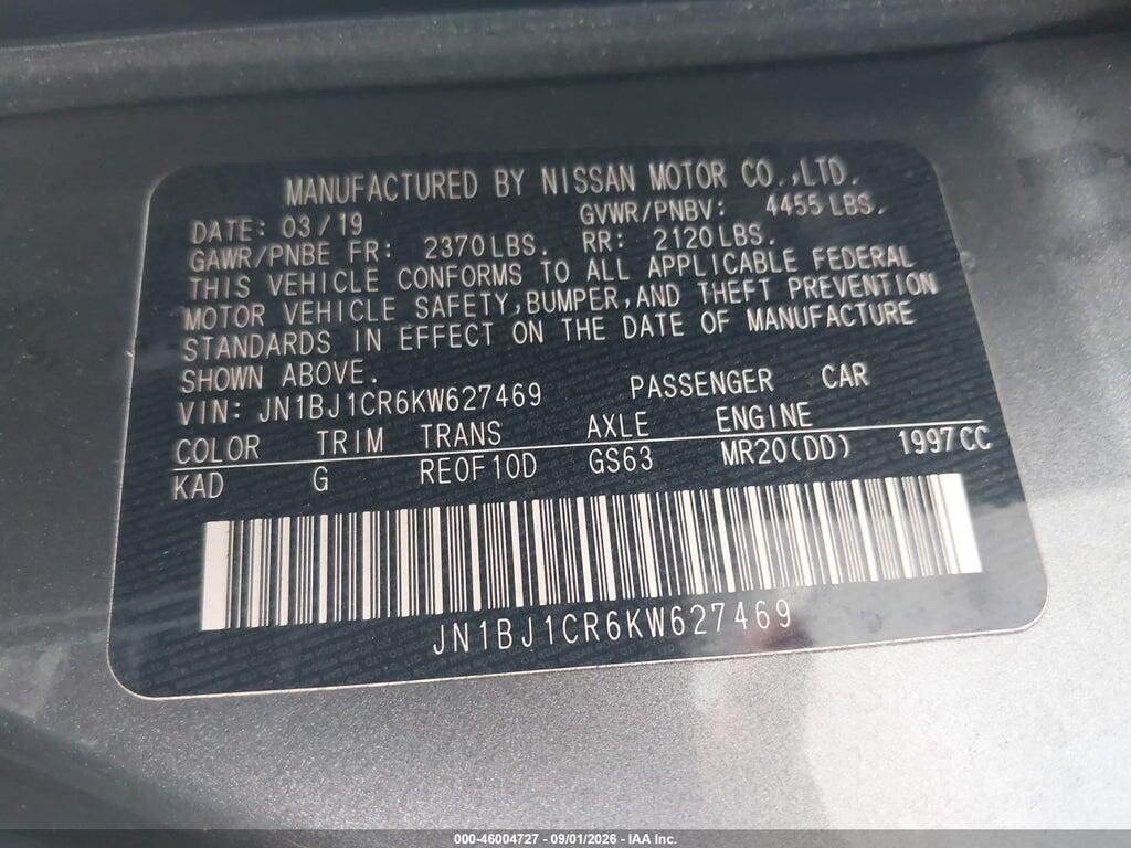 JN1BJ1CR6KW627469 2019 NISSAN ROGUE SPORT photo no. 9