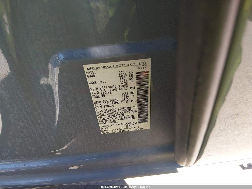 1N6ED1EJ9NN650972 2022 NISSAN FRONTIER photo no. 9