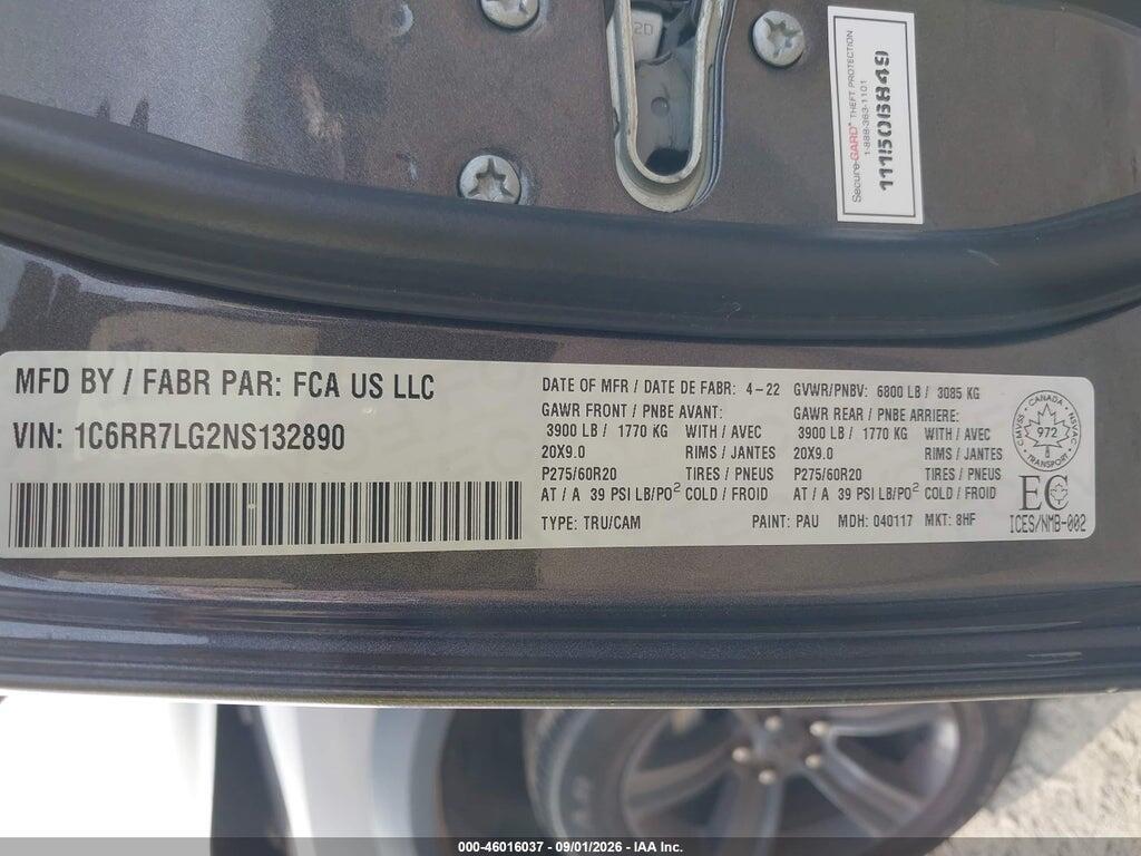 1C6RR7LG2NS132890 2022 RAM 1500 CLASSIC photo no. 9