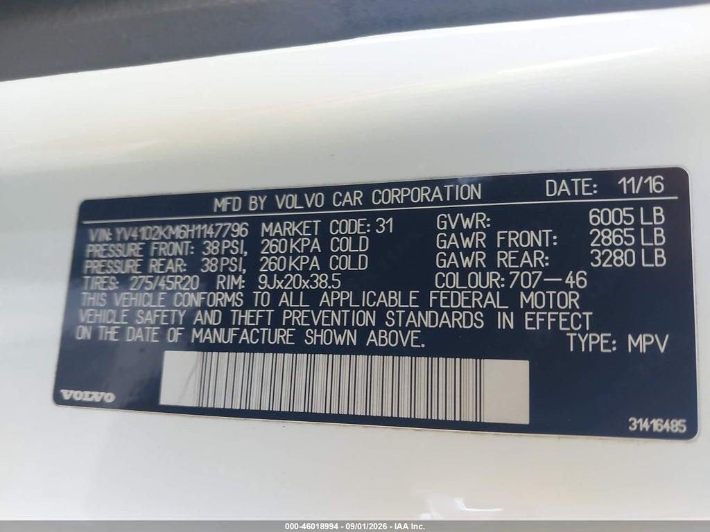 YV4102KM6H1147796 2017 VOLVO XC90 photo no. 9