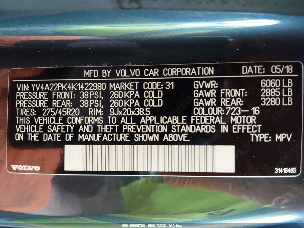 YV4A22PK4K1422980 2019 VOLVO XC90 photo no. 9