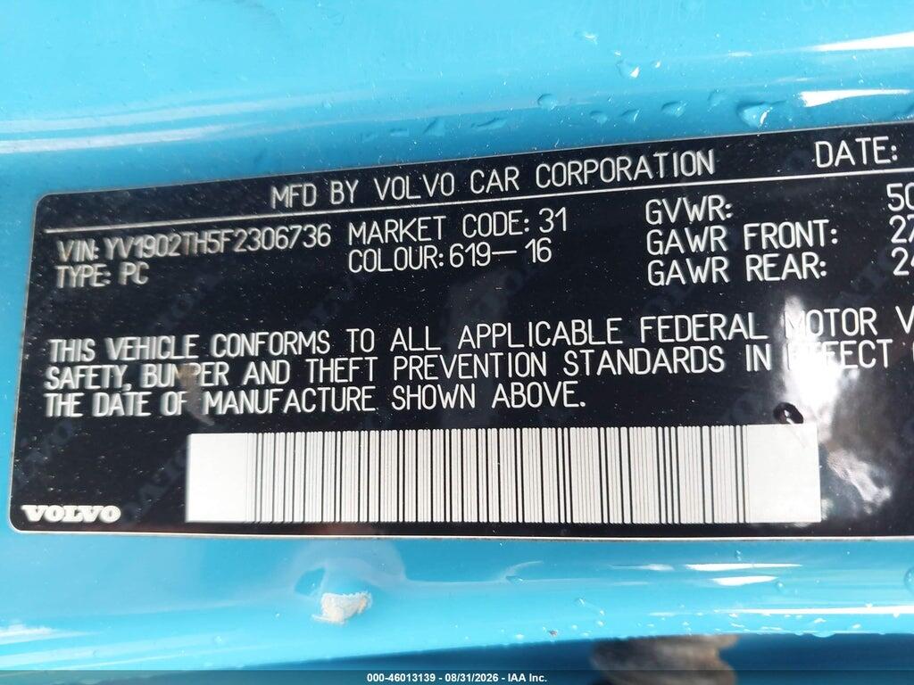 YV1902TH5F2306736 2015 VOLVO S60 photo no. 9