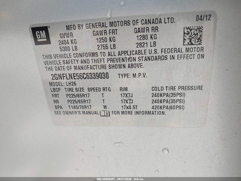 2GNFLNE56C6339030 2012 CHEVROLET EQUINOX photo no. 9