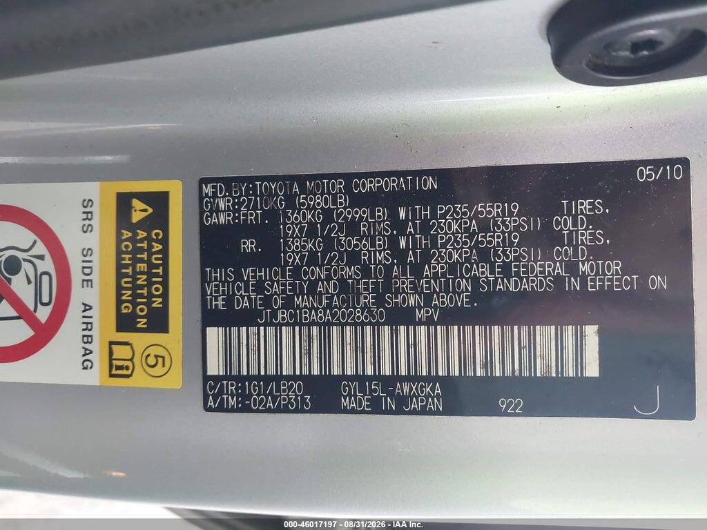 JTJBC1BA8A2028630 2010 LEXUS RX 450H photo no. 9