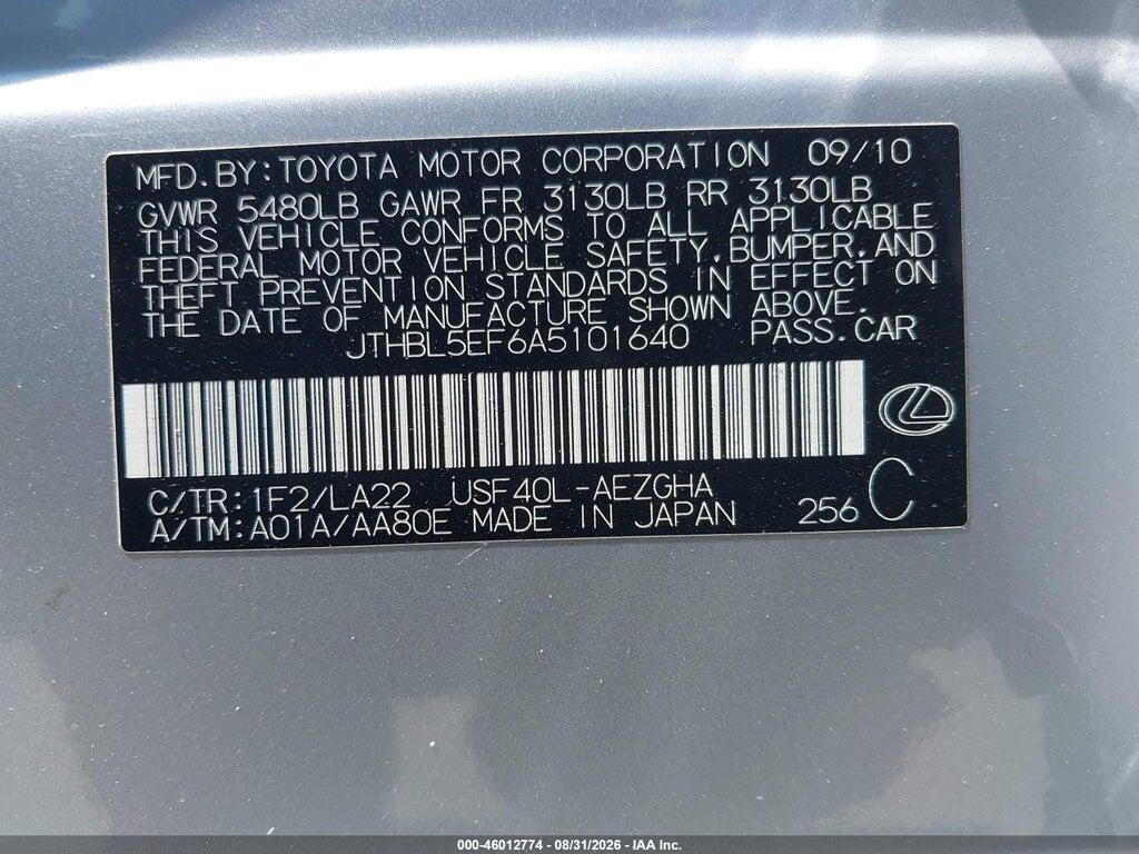 JTHBL5EF6A5101640 2010 LEXUS LS 460 photo no. 9