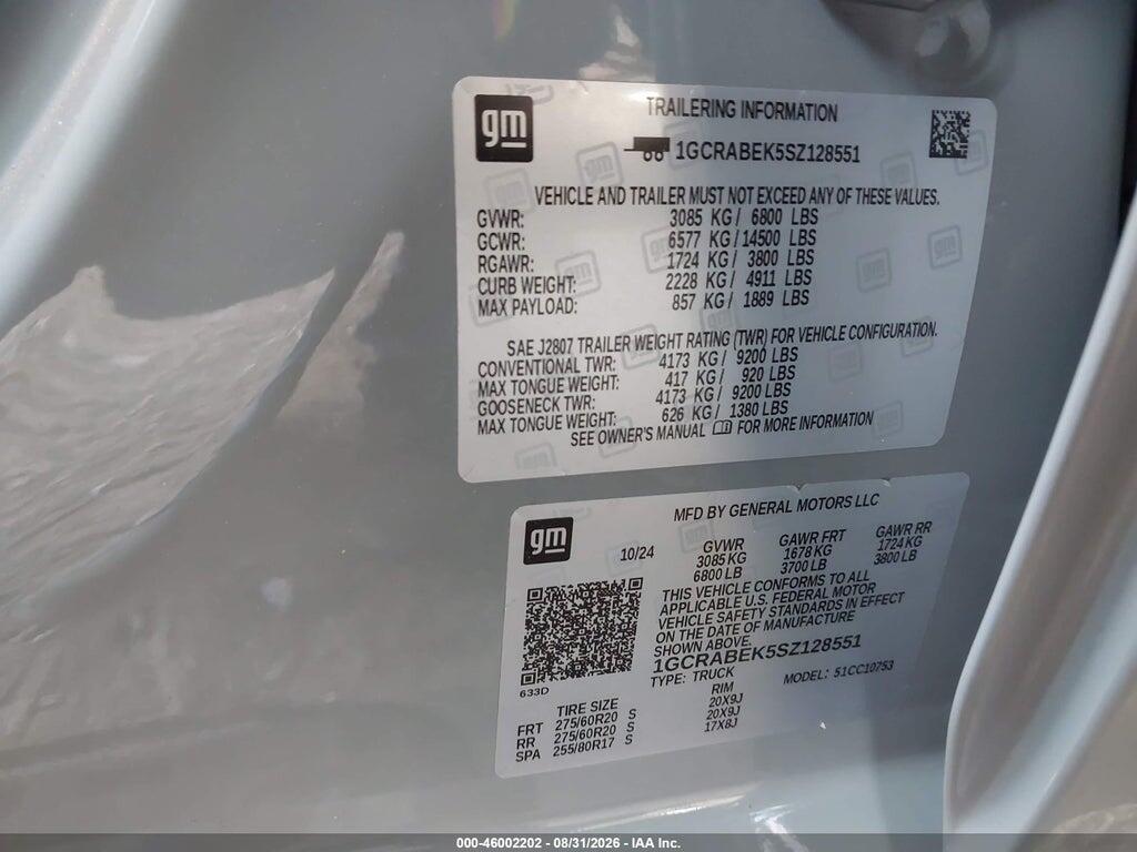 1GCRABEK5SZ128551 2025 CHEVROLET SILVERADO 1500 photo no. 9