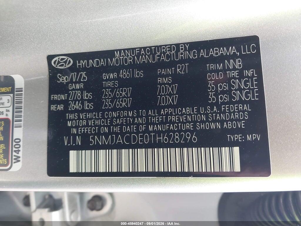 5NMJACDE0TH628296 2026 HYUNDAI TUCSON photo no. 9