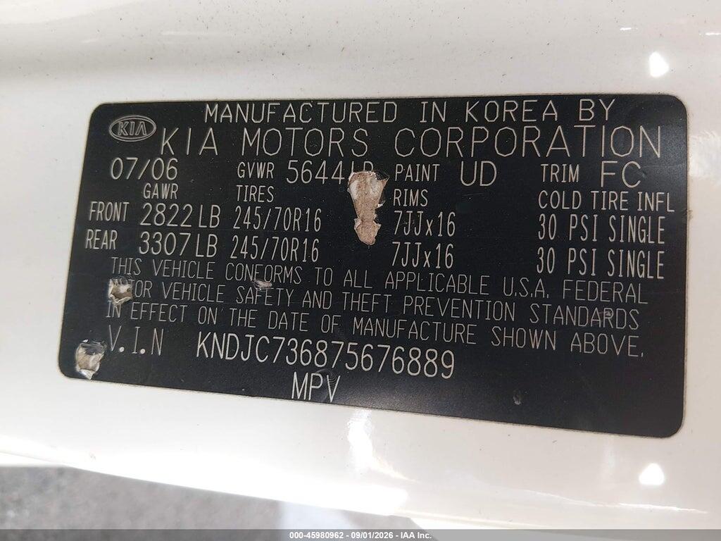 KNDJC736875676889 2007 KIA SORENTO photo no. 9