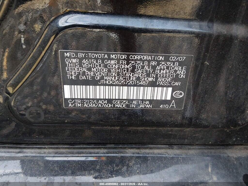 JTHCK262572015487 2007 LEXUS IS 250 photo no. 9