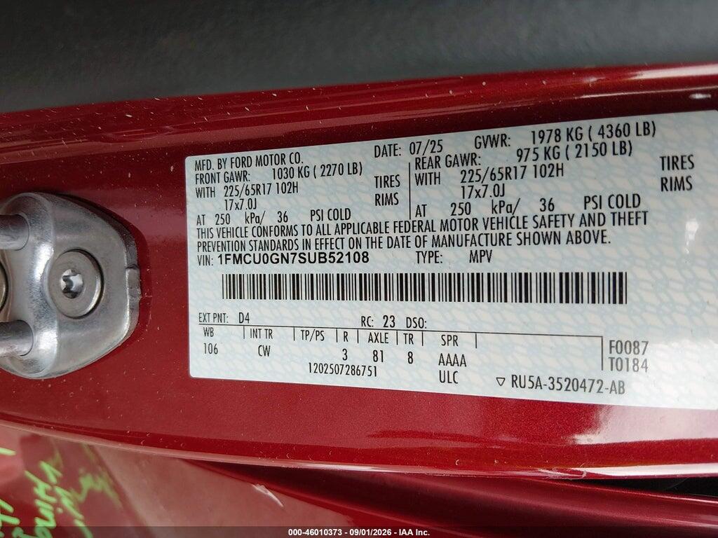 1FMCU0GN7SUB52108 2025 FORD ESCAPE photo no. 9