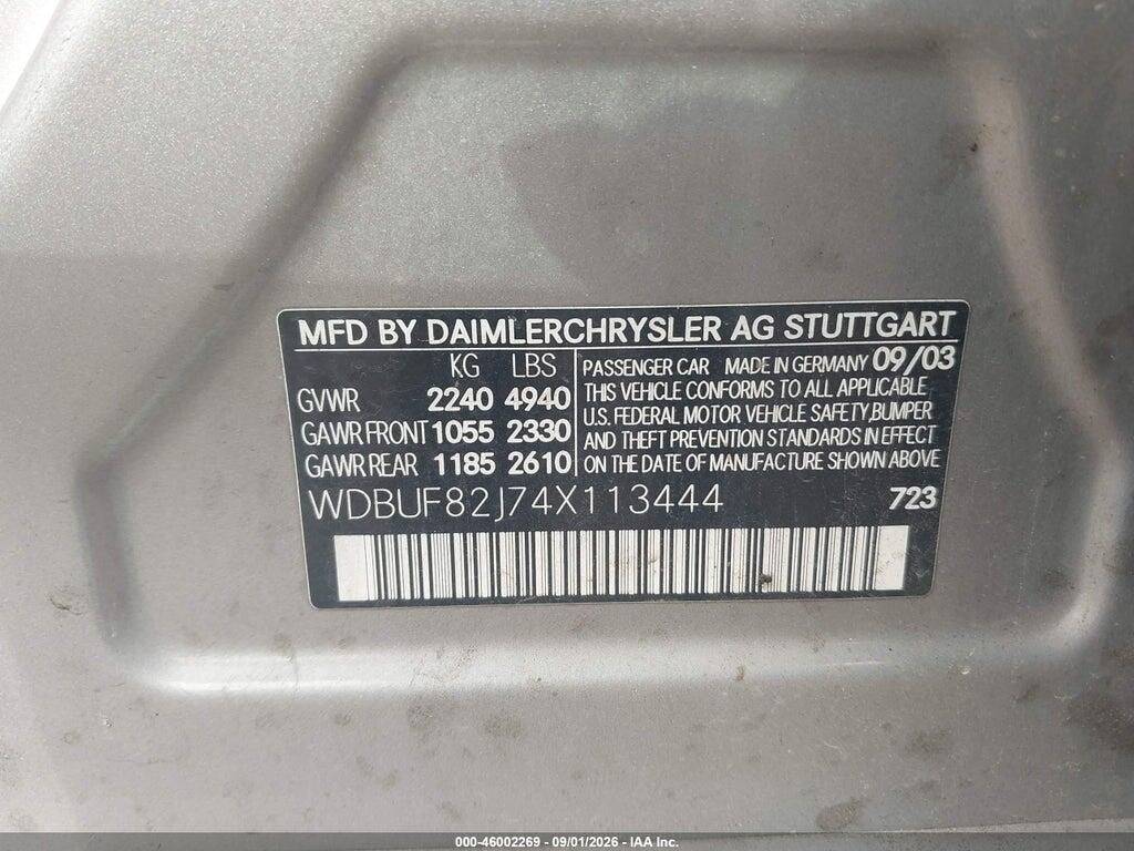 WDBUF82J74X113444 2004 MERCEDES-BENZ E 320 photo no. 9
