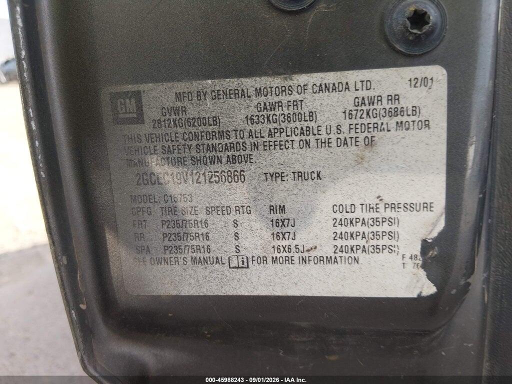 2GCEC19V121256866 2002 CHEVROLET SILVERADO 1500 photo no. 9