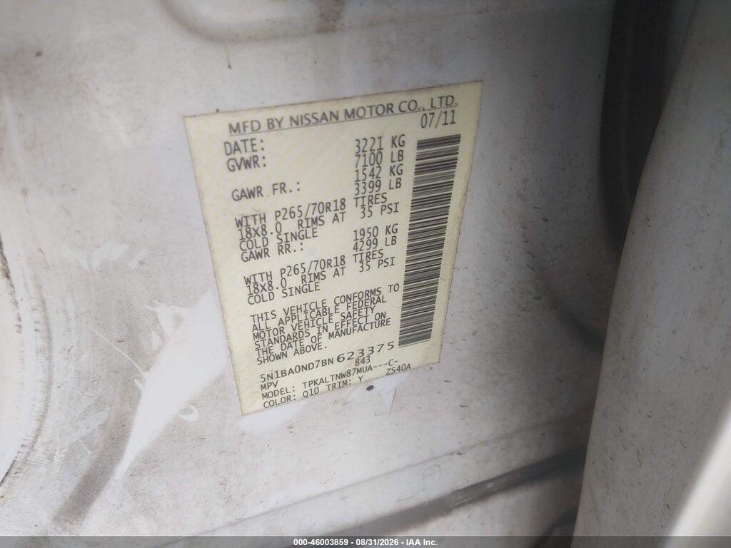 5N1BA0ND7BN623375 2011 NISSAN ARMADA photo no. 9