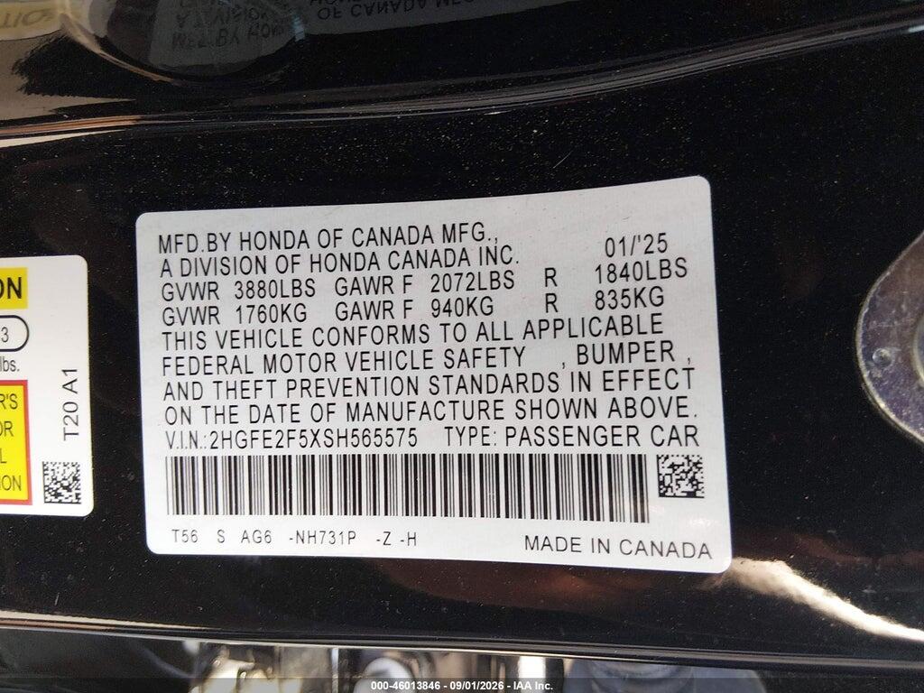 2HGFE2F5XSH565575 2025 HONDA CIVIC photo no. 9