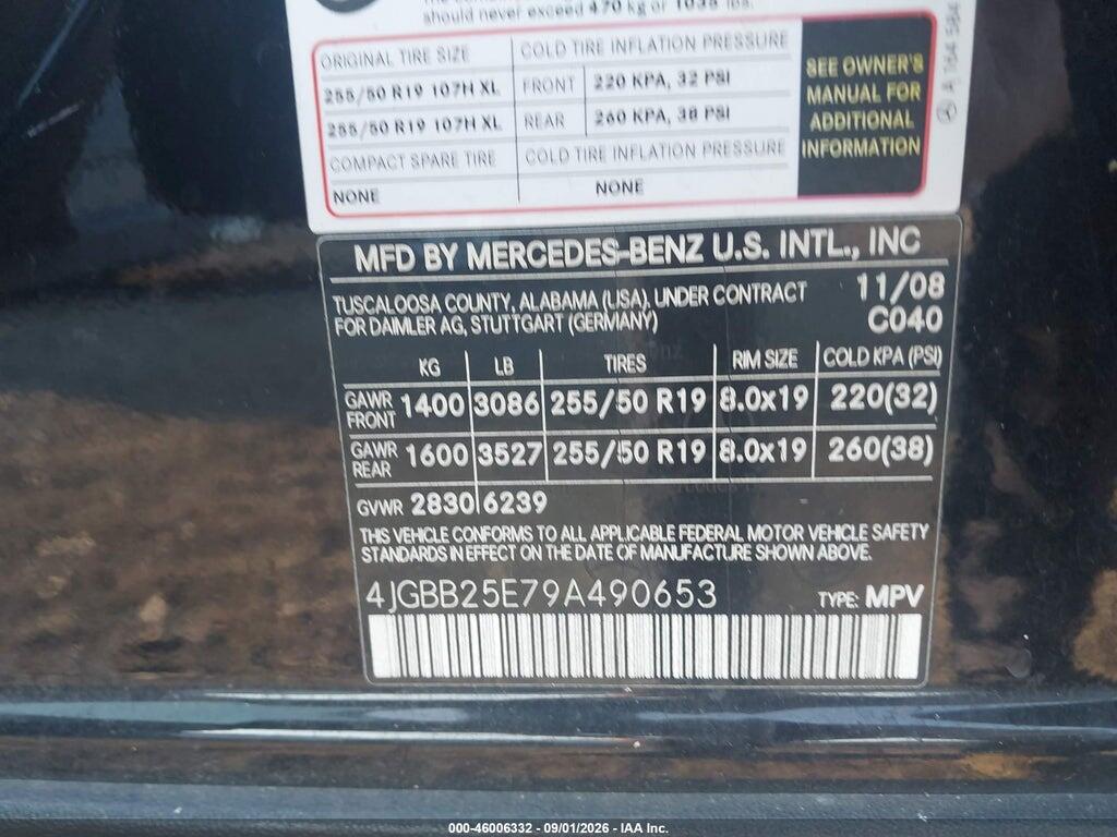 4JGBB25E79A490653 2009 MERCEDES-BENZ ML 320 BLUETEC photo no. 9