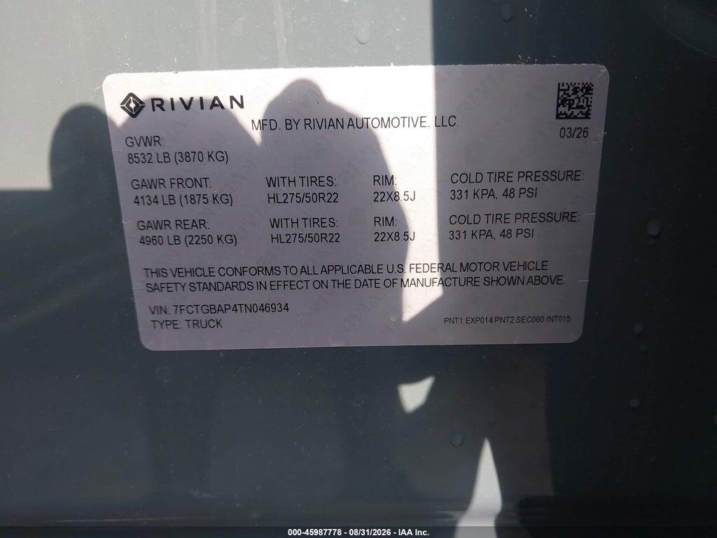 7FCTGBAP4TN046934 2026 RIVIAN R1T photo no. 9