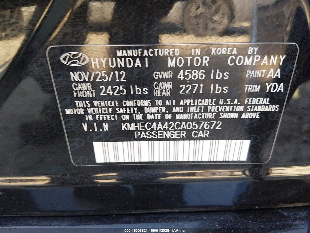 KMHEC4A42CA057672 2012 HYUNDAI SONATA HYBRID photo no. 9
