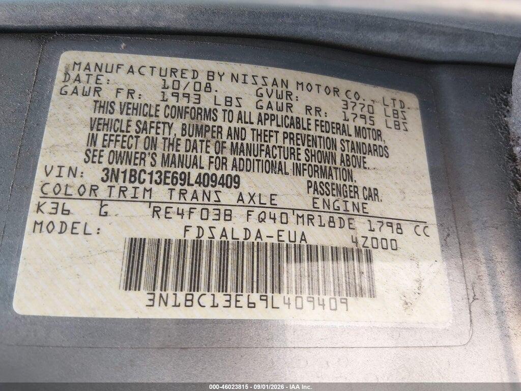 3N1BC13E69L409409 2009 NISSAN VERSA photo no. 9