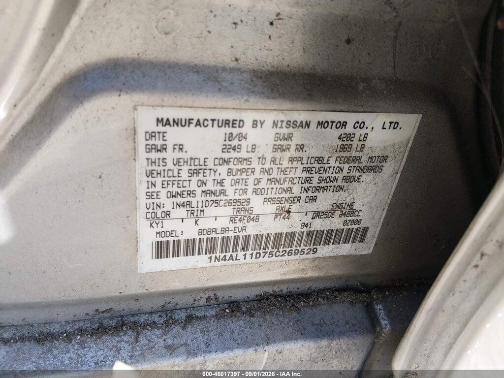 1N4AL11D75C269529 2005 NISSAN ALTIMA photo no. 9