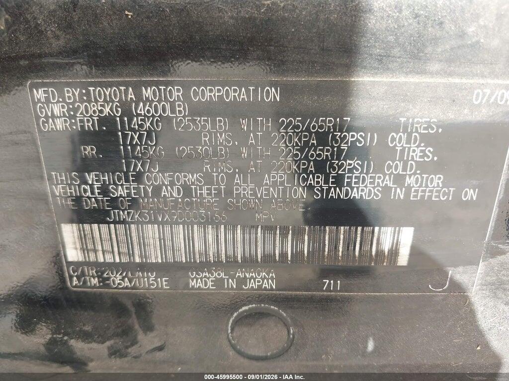 JTMZK31VX9D003166 2009 TOYOTA RAV4 photo no. 9