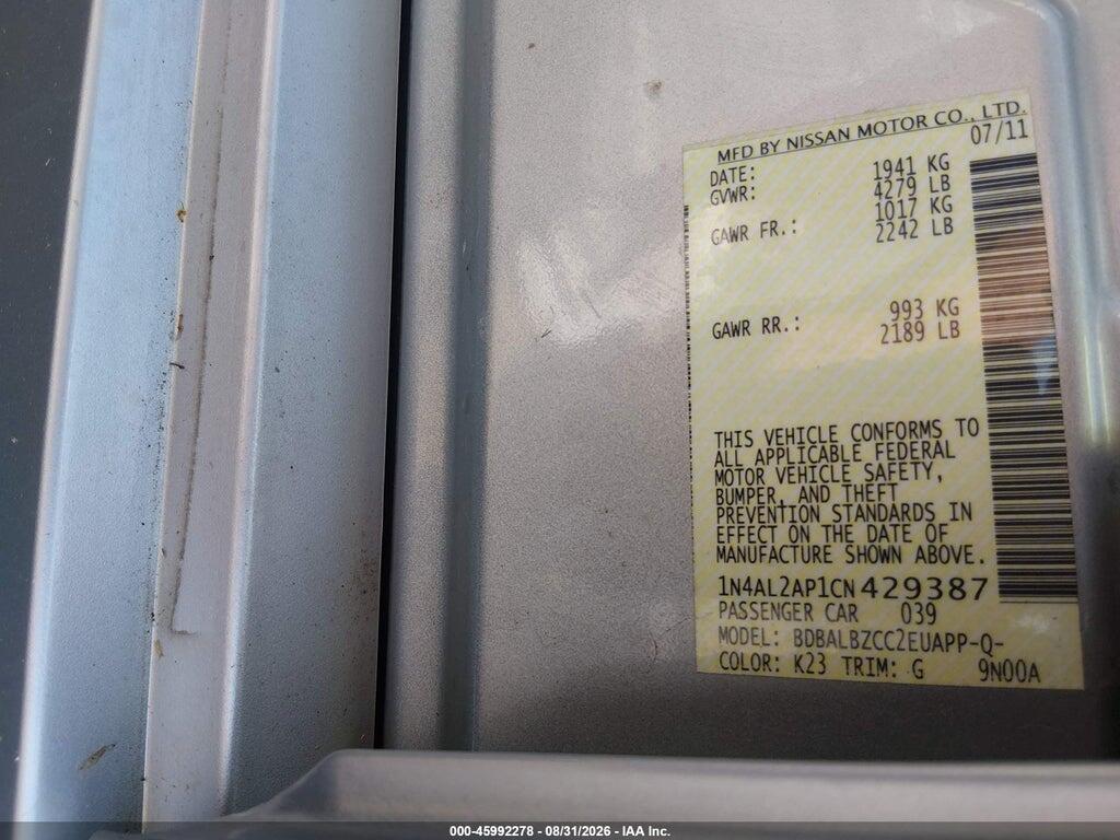 1N4AL2AP1CN429387 2012 NISSAN ALTIMA photo no. 9