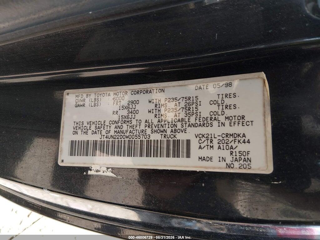 JT4UN22D0W0055703 1998 TOYOTA T100 photo no. 9
