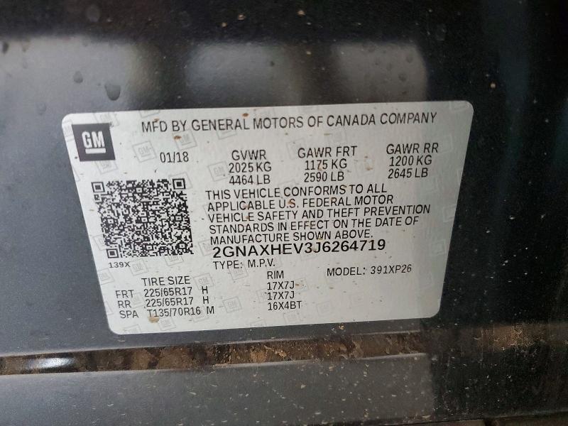 2GNAXHEV3J6264719 2018 CHEVROLET EQUINOX photo no. 12