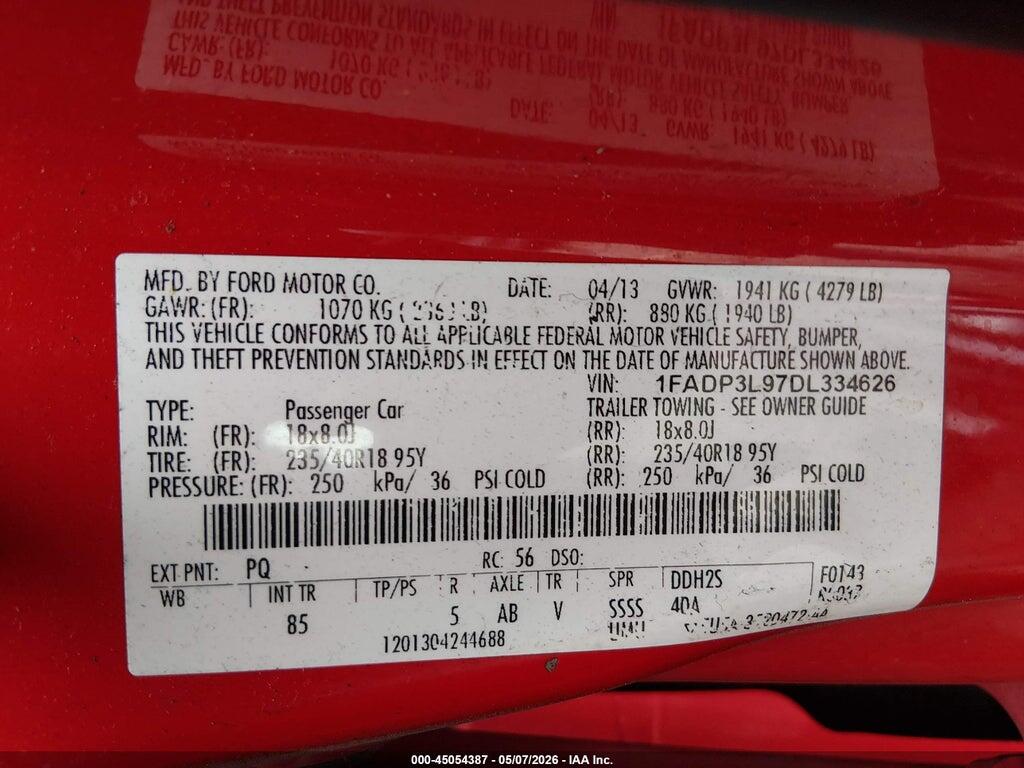 1FADP3L97DL334626 2013 FORD FOCUS ST photo no. 9