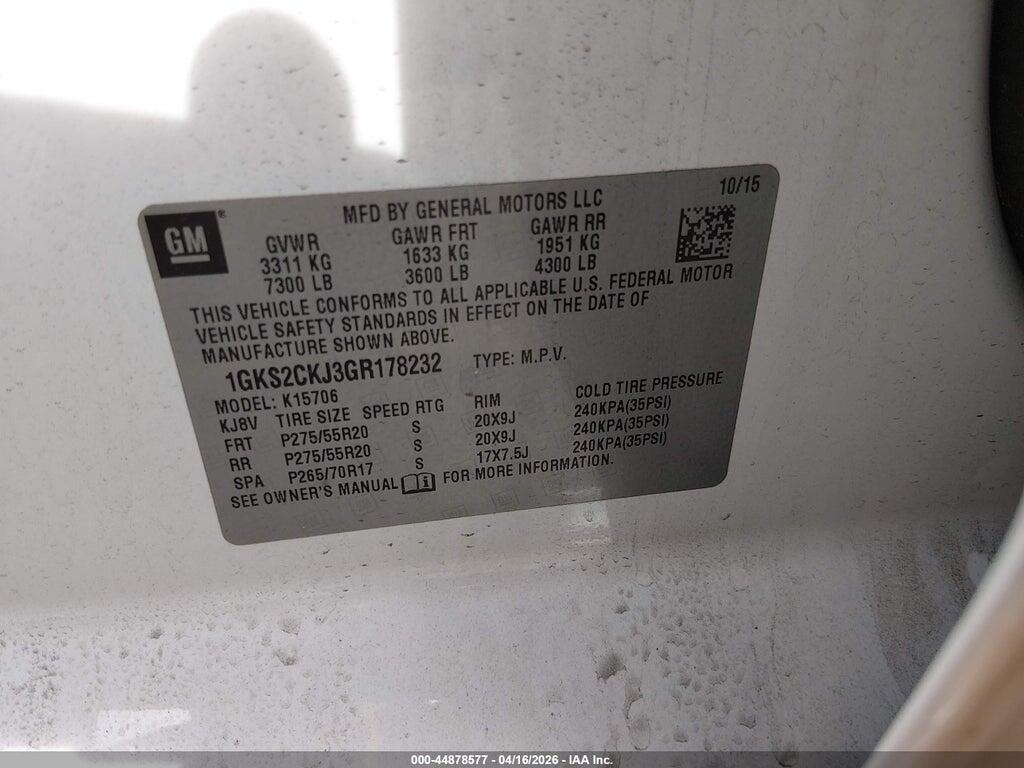 1GKS2CKJ3GR178232 2016 GMC YUKON photo no. 9