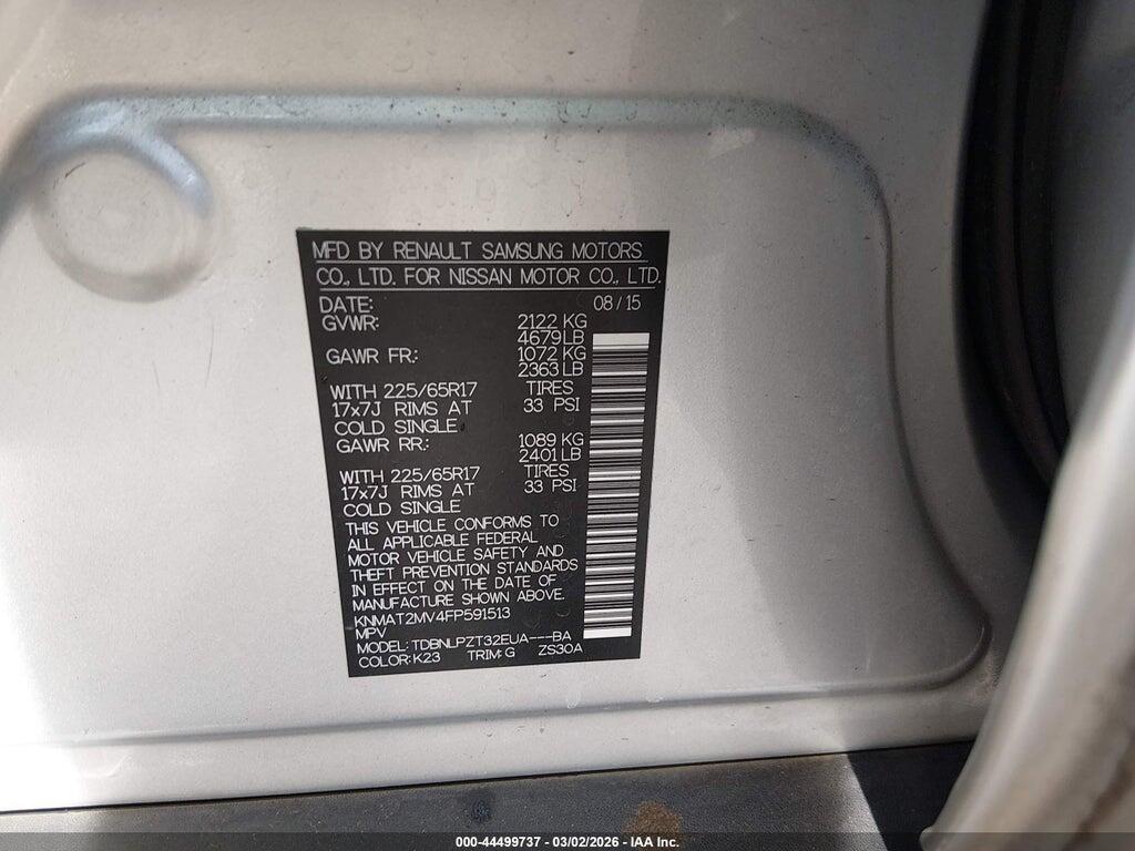 KNMAT2MV4FP591513 2015 NISSAN ROGUE photo no. 9