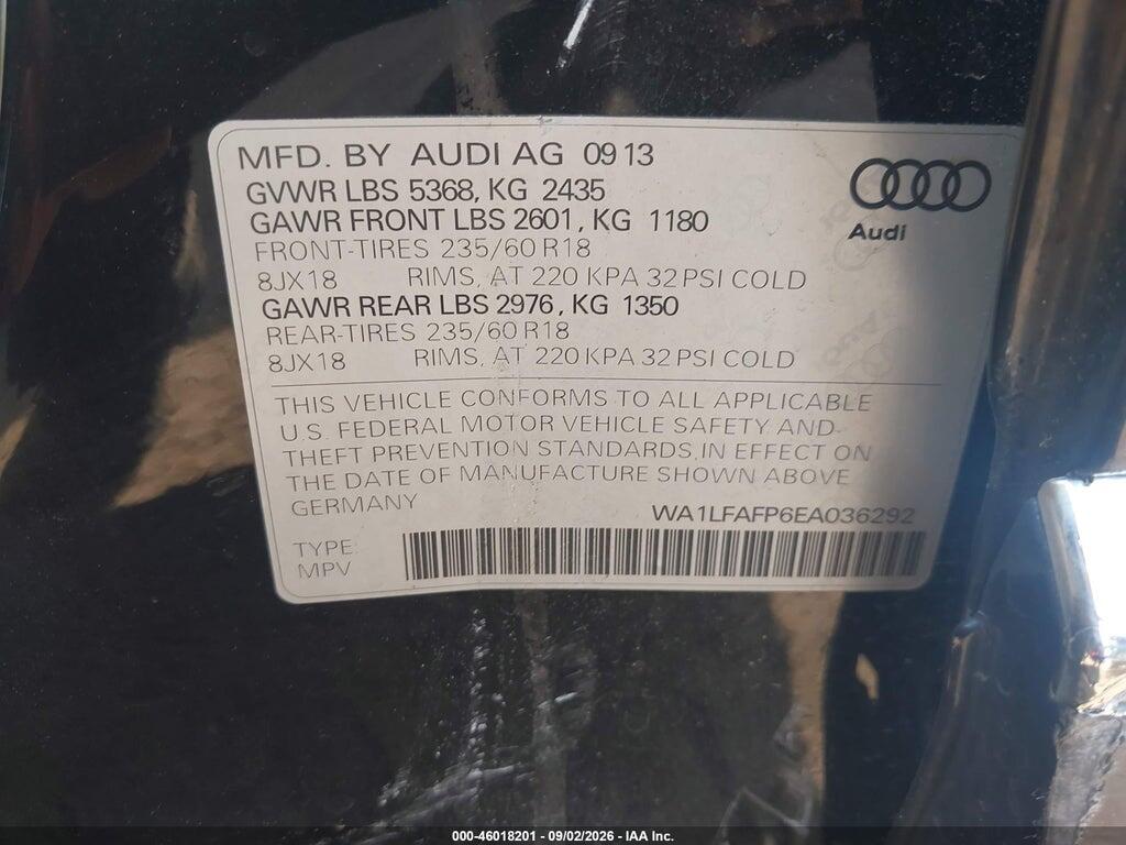 WA1LFAFP6EA036292 2014 AUDI Q5 photo no. 9